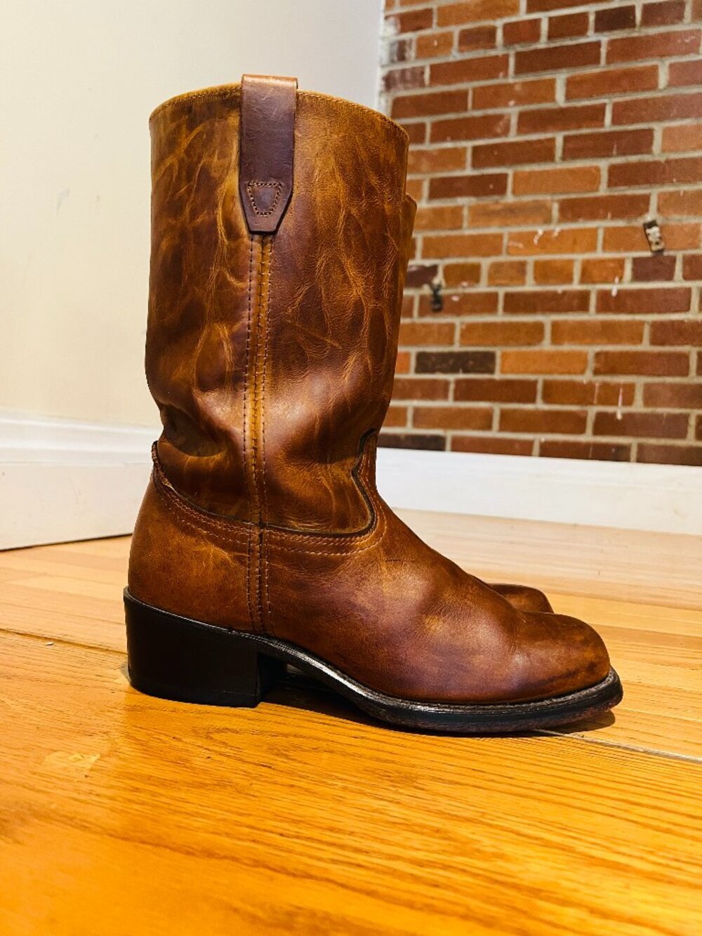 VTG Durango Campus Women's 7.5M Brown Leather Square Toe Pull-On Western Boots - Picture 2 of 16
